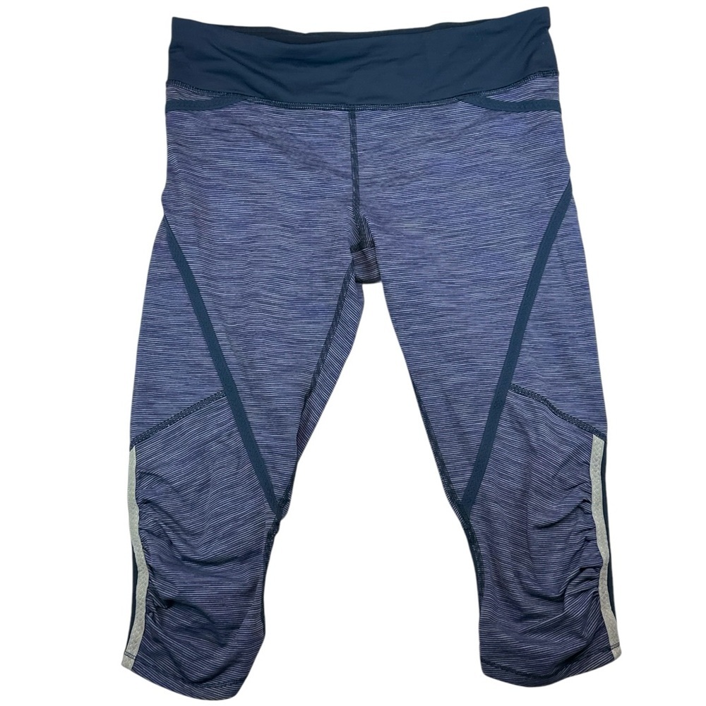Lululemon Run Pace Capri Leggings Blue Size 8 Ruched Activewear Gymcore - Picture 2 of 12